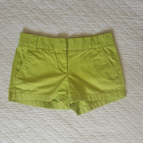 j. Crew Chino Shorts in Neon Green, Size 2 - Picture 1 of 5